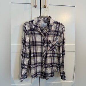 RAILS HUNTER PLAID BUTTOM UP SHIRT WHITE PINK SPARKLE SIZE XS CABINCORE